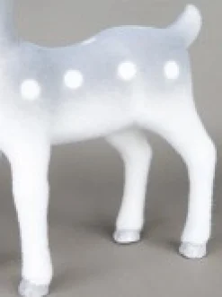 Outlet Christmas Warehouse White & Silver Glittered Flocked Standing Christmas Reindeer Ornament - 44Cm