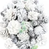 Sale Christmas Warehouse White Glittered Assorted Natural Pine Cones & Foliage Decoration Mix - 300G
