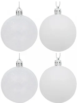 Best Sale Christmas Warehouse White Gloss & Clear With White Frost Christmas Bauble Decorations - 6 X 60Mm