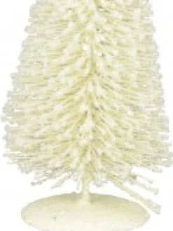 Hot Christmas Warehouse White Iron Christmas Tree With Snow Dust & Star Table Top Ornament - 19Cm