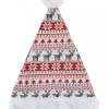 Store Christmas Warehouse White, Red & Grey Knitted Sweater Look Santa Hat - One Size Fits Most