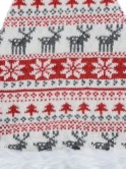 Store Christmas Warehouse White, Red & Grey Knitted Sweater Look Santa Hat - One Size Fits Most