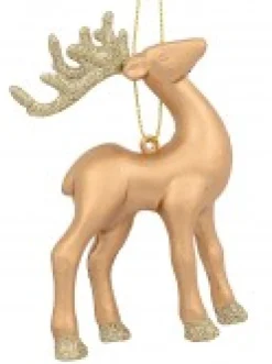 Hot Christmas Warehouse White, Silver & Gold Reindeer Christmas Tree Hanging Decorations - 3 X 12Cm