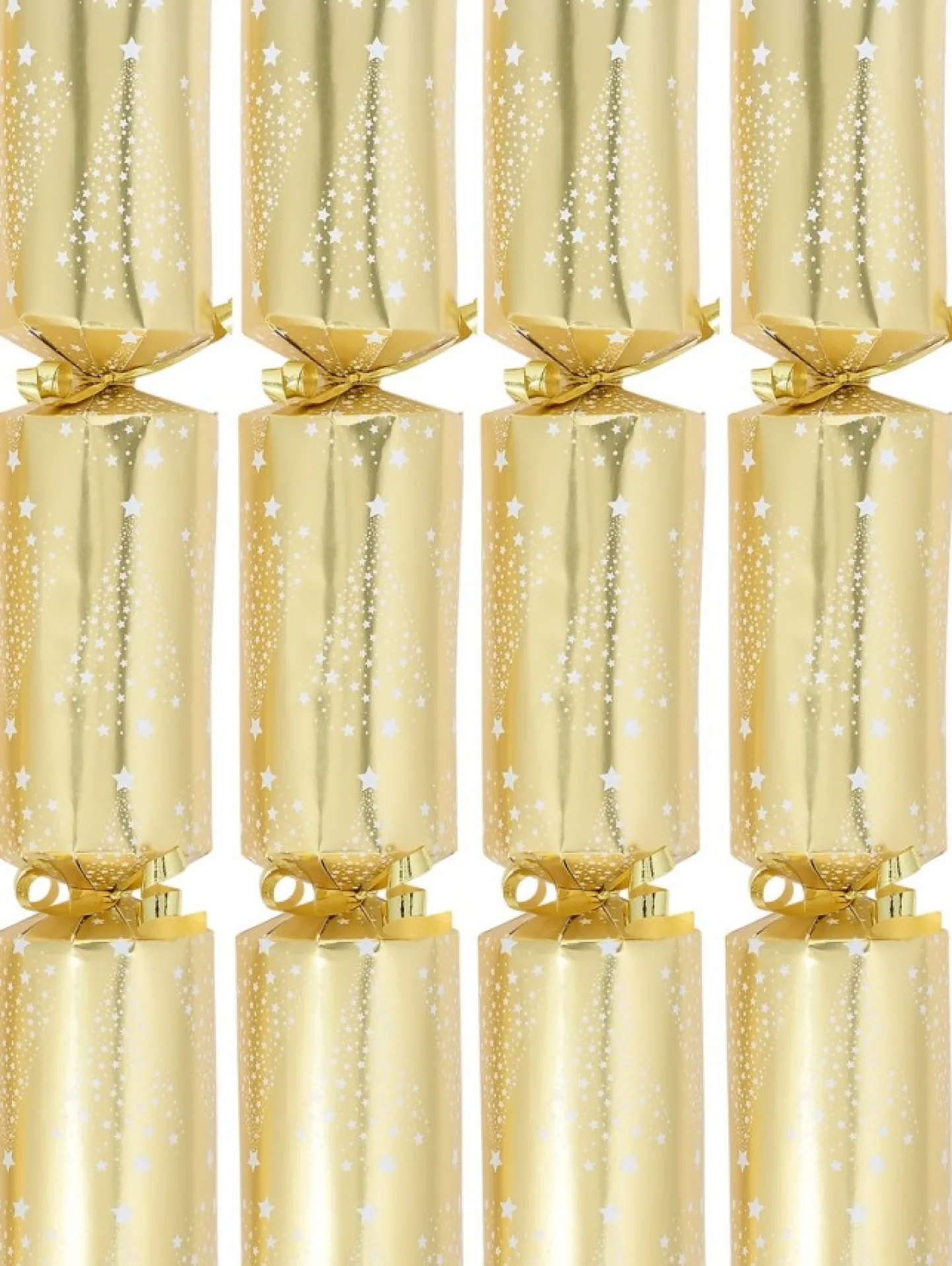 Sale Christmas Warehouse White Stars Christmas Tree Pattern Design On Shiny Gold Bon Bons - 50 X 30Cm