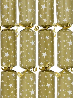 Best Sale Christmas Warehouse White Stars Pattern Design On Gold Christmas Cracker Bon Bons - 50 X 30Cm