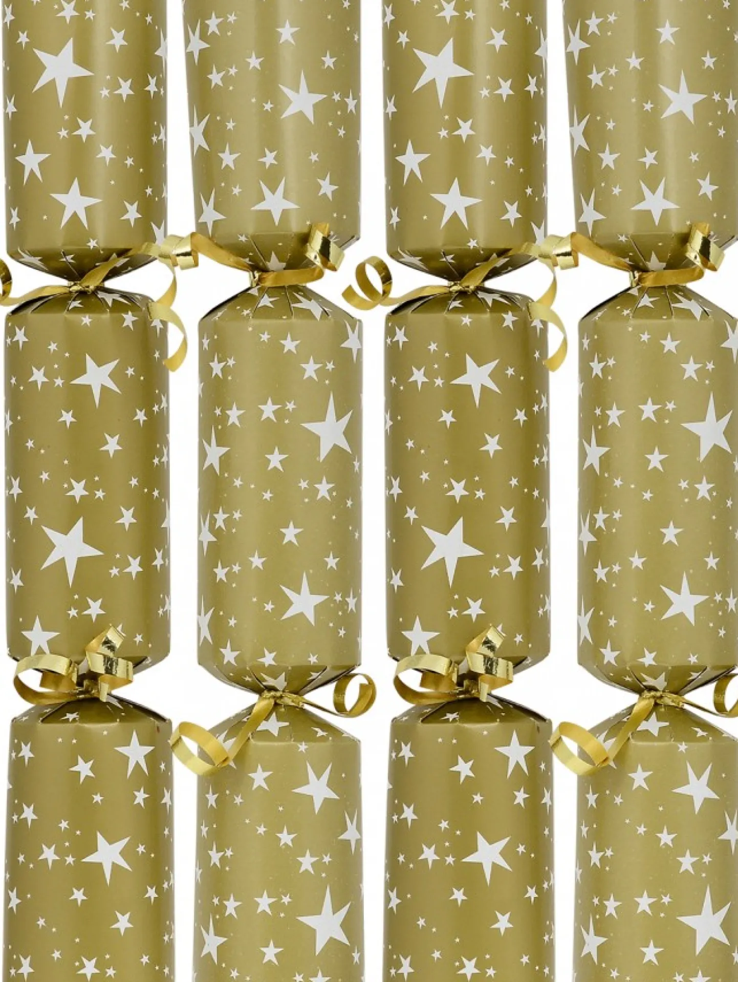 Best Sale Christmas Warehouse White Stars Pattern Design On Gold Christmas Cracker Bon Bons - 50 X 30Cm