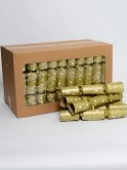 Best Sale Christmas Warehouse White Stars Pattern Design On Gold Christmas Cracker Bon Bons - 50 X 30Cm
