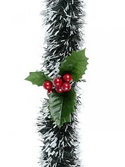 Best Sale Christmas Warehouse White Tip Pine Needle With Holly Christmas Tinsel Garland - 2.7M