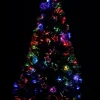 Flash Sale Christmas Warehouse White Tips With Baubles & Stars Rotating Fibre Optic Christmas Tree - 1.2M