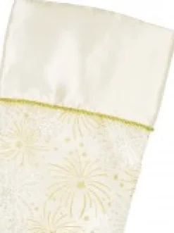 Sale Christmas Warehouse White With Gold & Iridescent Glitter Sunburst Pattern Christmas Stocking - 48Cm