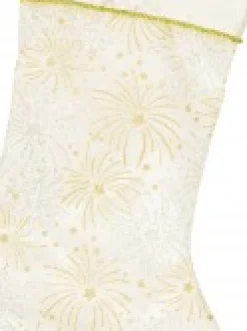 Sale Christmas Warehouse White With Gold & Iridescent Glitter Sunburst Pattern Christmas Stocking - 48Cm