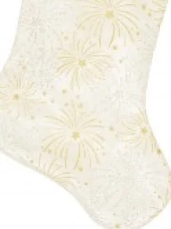 Sale Christmas Warehouse White With Gold & Iridescent Glitter Sunburst Pattern Christmas Stocking - 48Cm