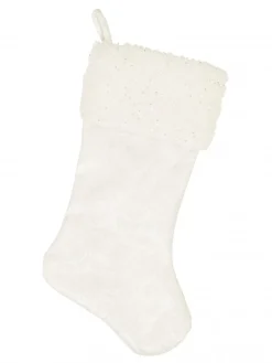 Clearance Christmas Warehouse White With Iridescent Glittered Sunburst Pattern Christmas Stocking - 48Cm
