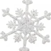 Cheap Christmas Warehouse White With Silver Glitter Snowflake Christmas Tree Hanging Decoration - 12Cm