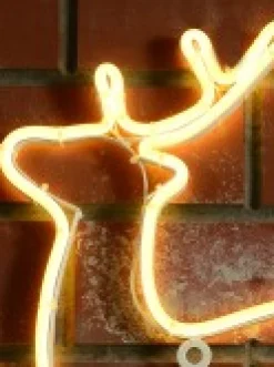 Best Christmas Warehouse Yellow Prancing Reindeer Neon Flex Rope Light Silhouette - 44Cm